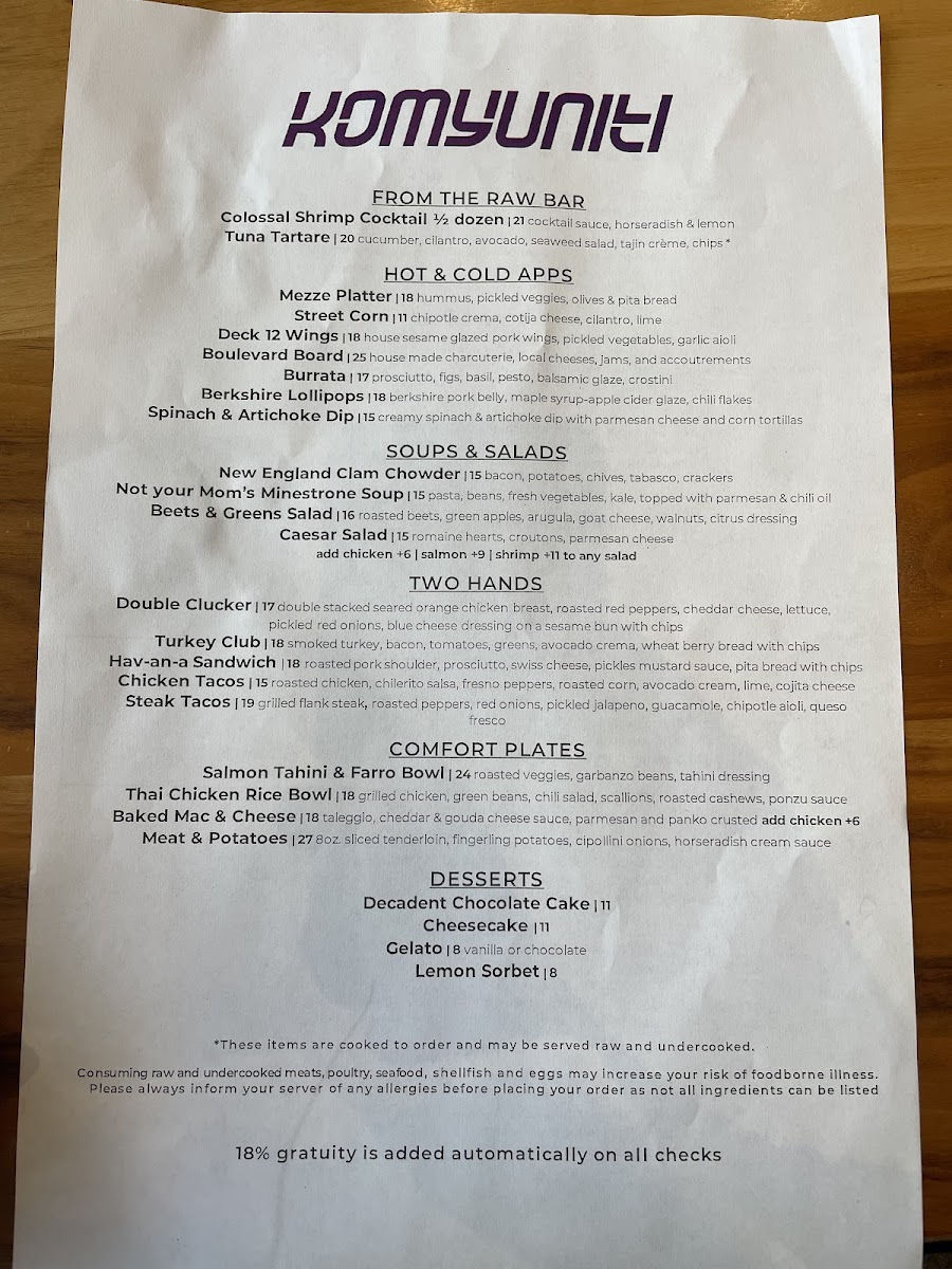 Menu Vela Seaport-1
