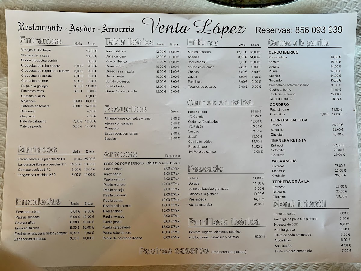 Venta Lopez Restaurante Asador Menu-3
