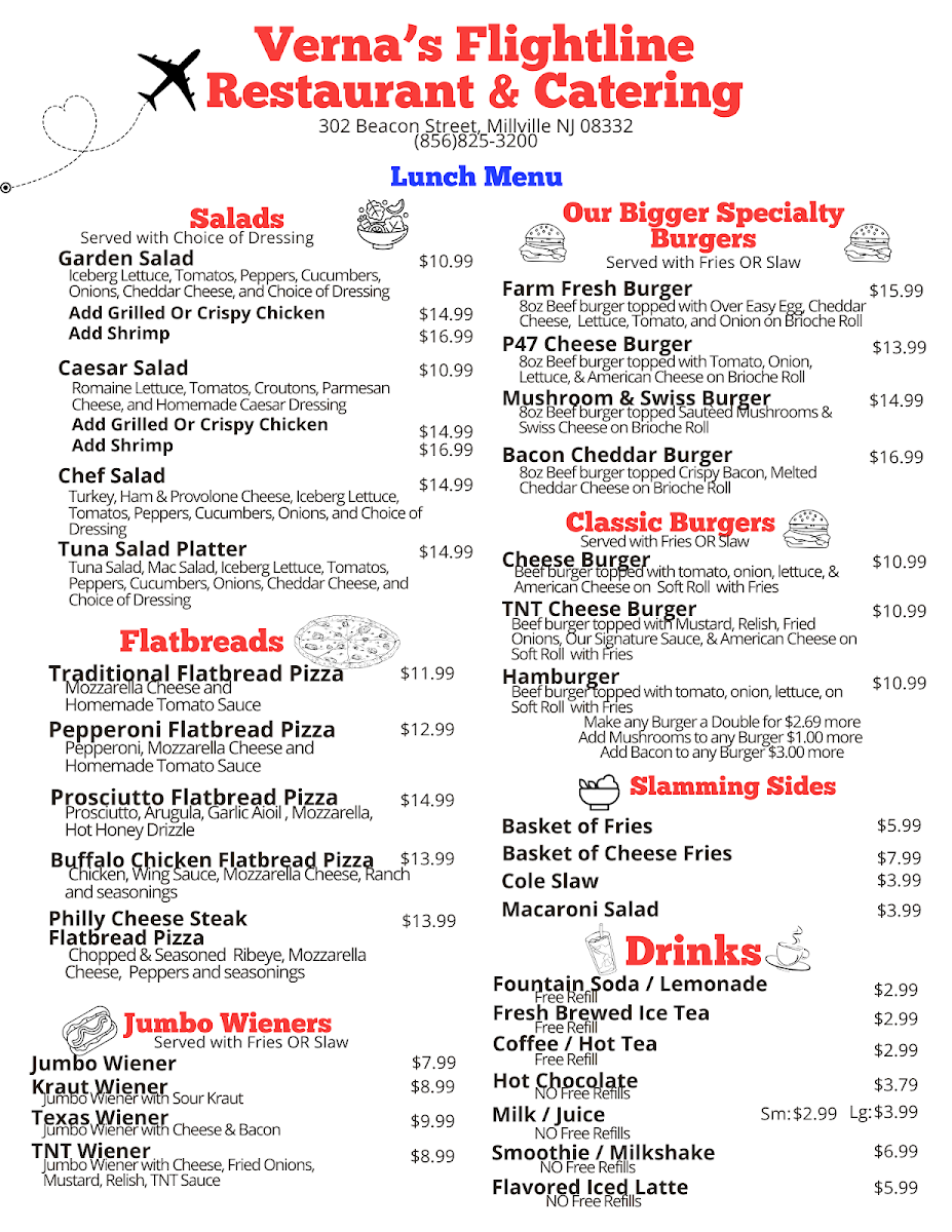 Menu Verna's Flight Line Restaurant-1