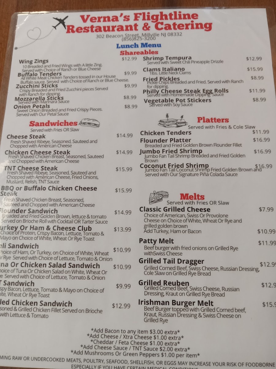 Menu Verna's Flight Line Restaurant-10