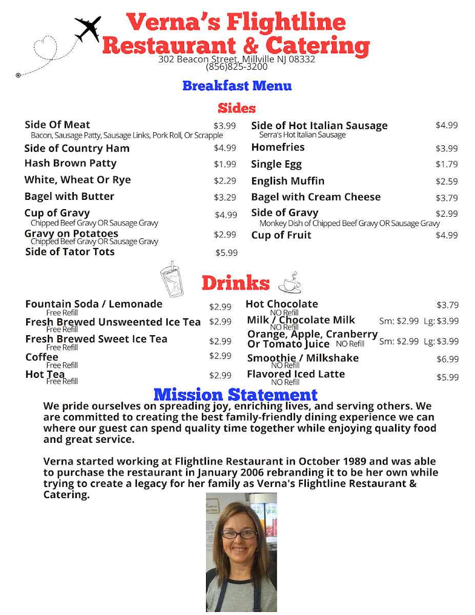 Menu Verna's Flight Line Restaurant-6