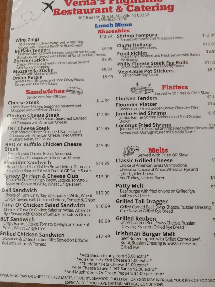 Menu Verna's Flight Line Restaurant-9
