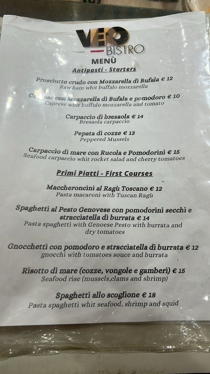 Menu Vero Bistro-1
