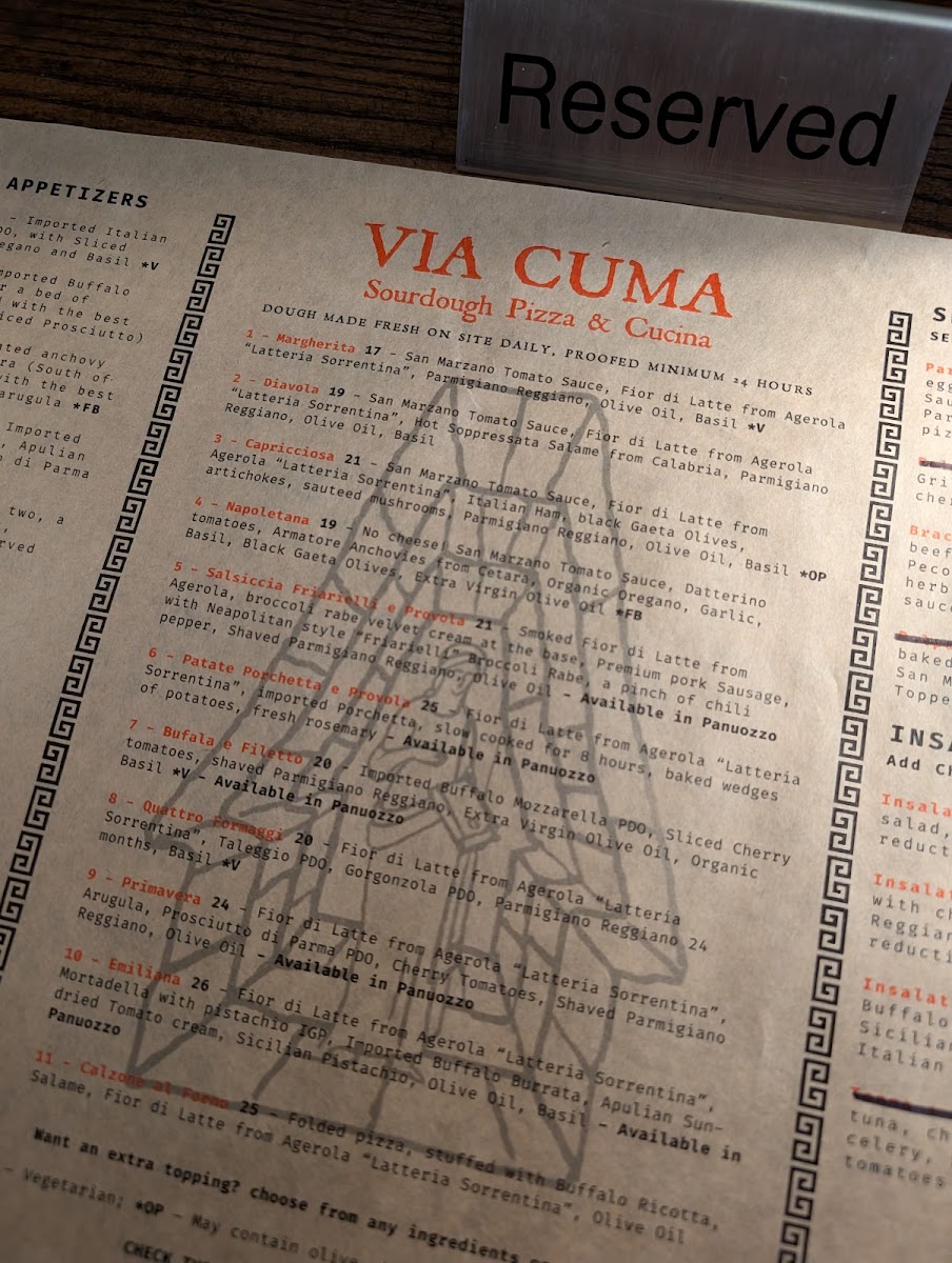 Menu Via Cuma - Sourdough Pizza & Cucina-7