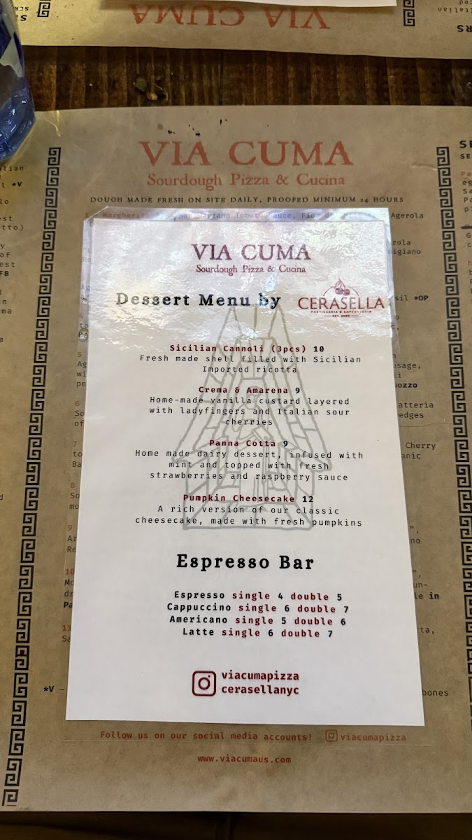 Menu Via Cuma - Sourdough Pizza & Cucina-8