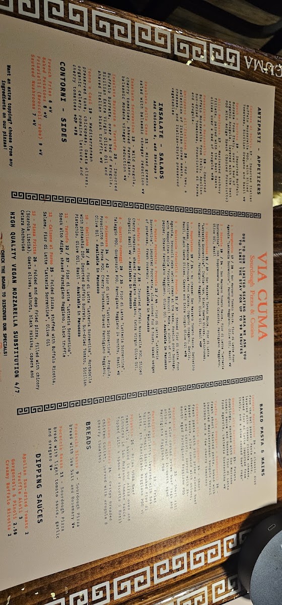 Menu Via Cuma - Sourdough Pizza & Cucina-9