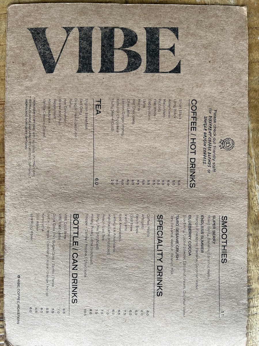Menu Vibe Coffee Roasters-9