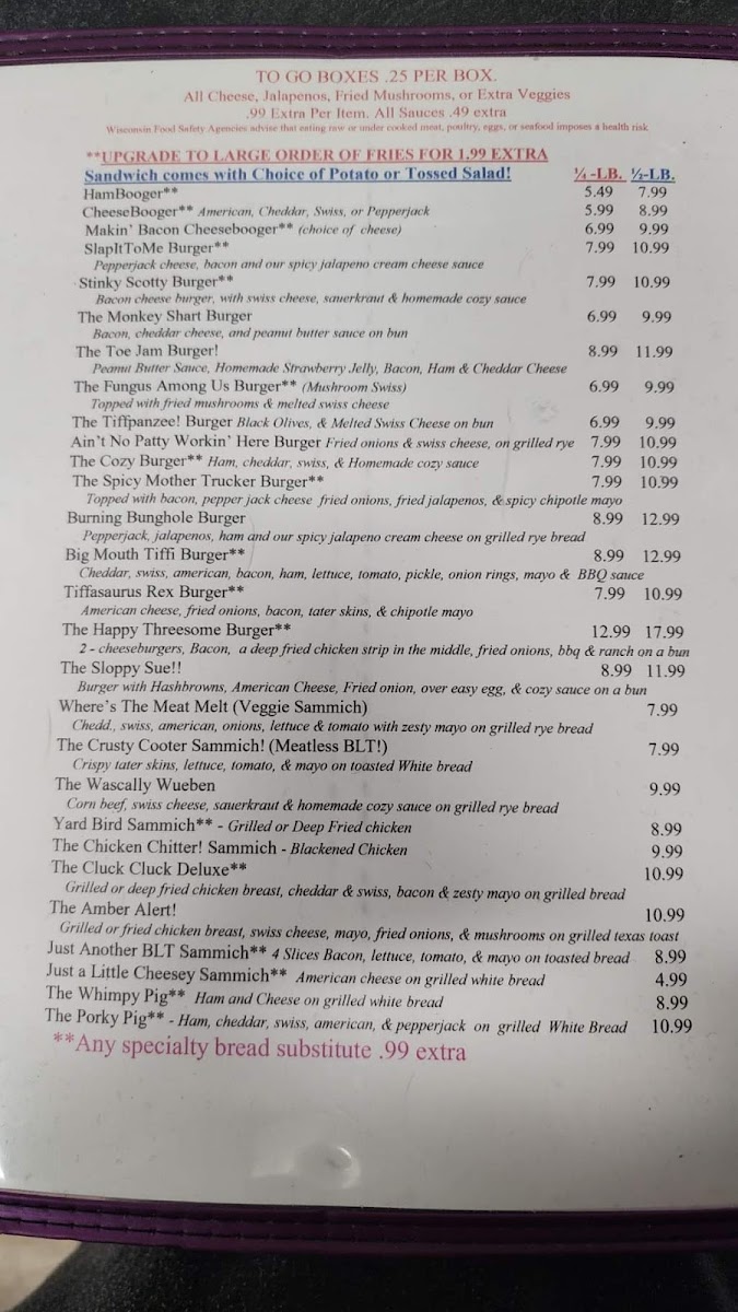 Menu Vicki's Cozy Cafe Llc-2