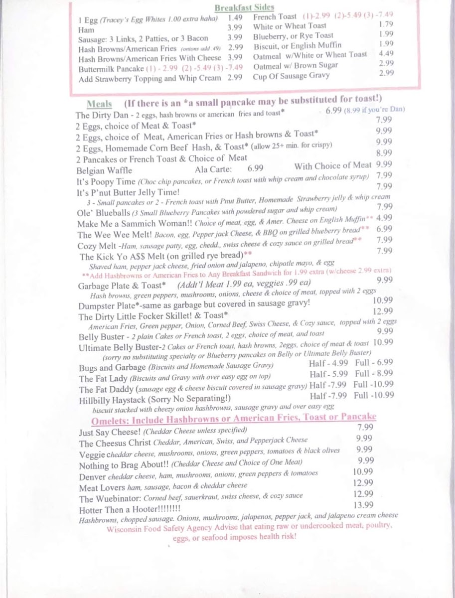 Menu Vicki's Cozy Cafe Llc-3