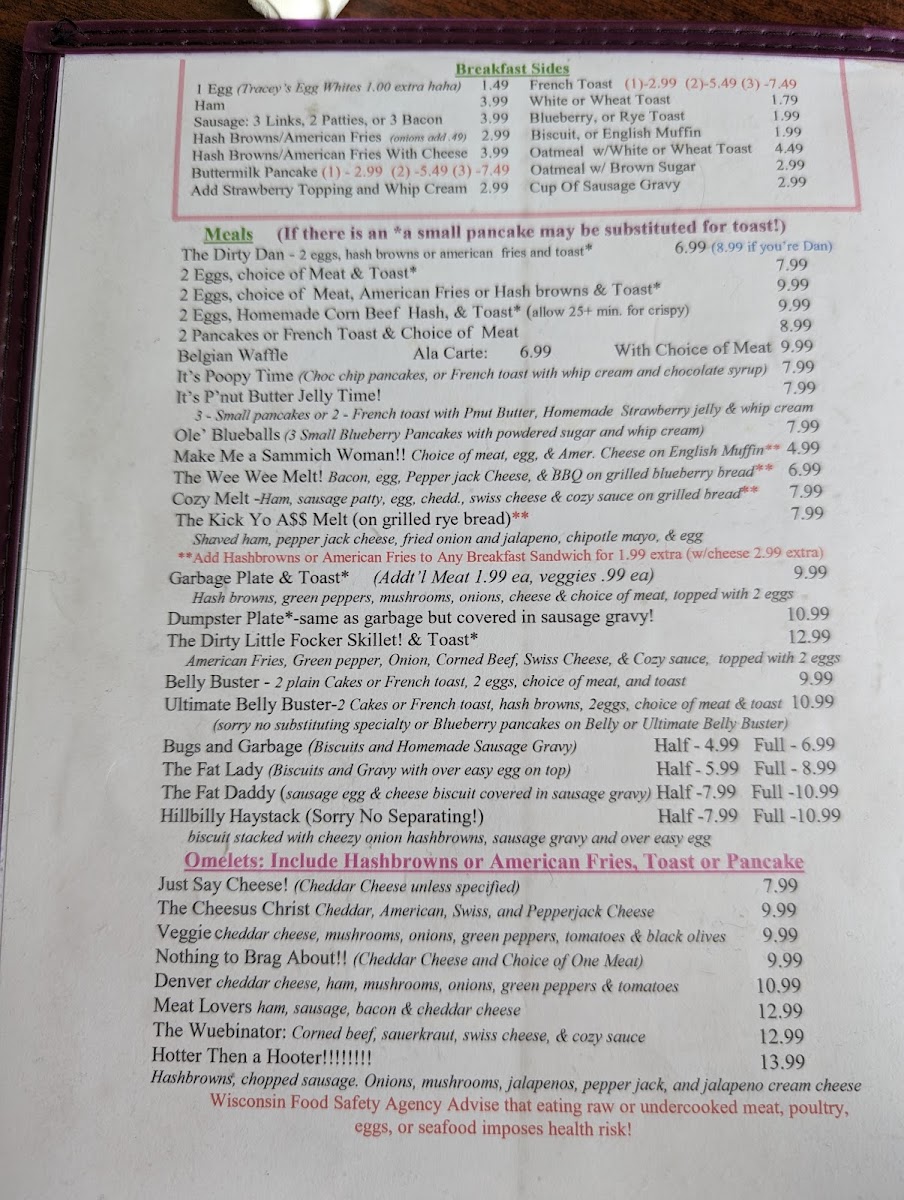 Menu Vicki's Cozy Cafe Llc-5