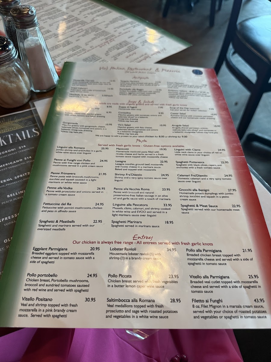 Menu Vic's Italian Restaurant & Pizzeria-1