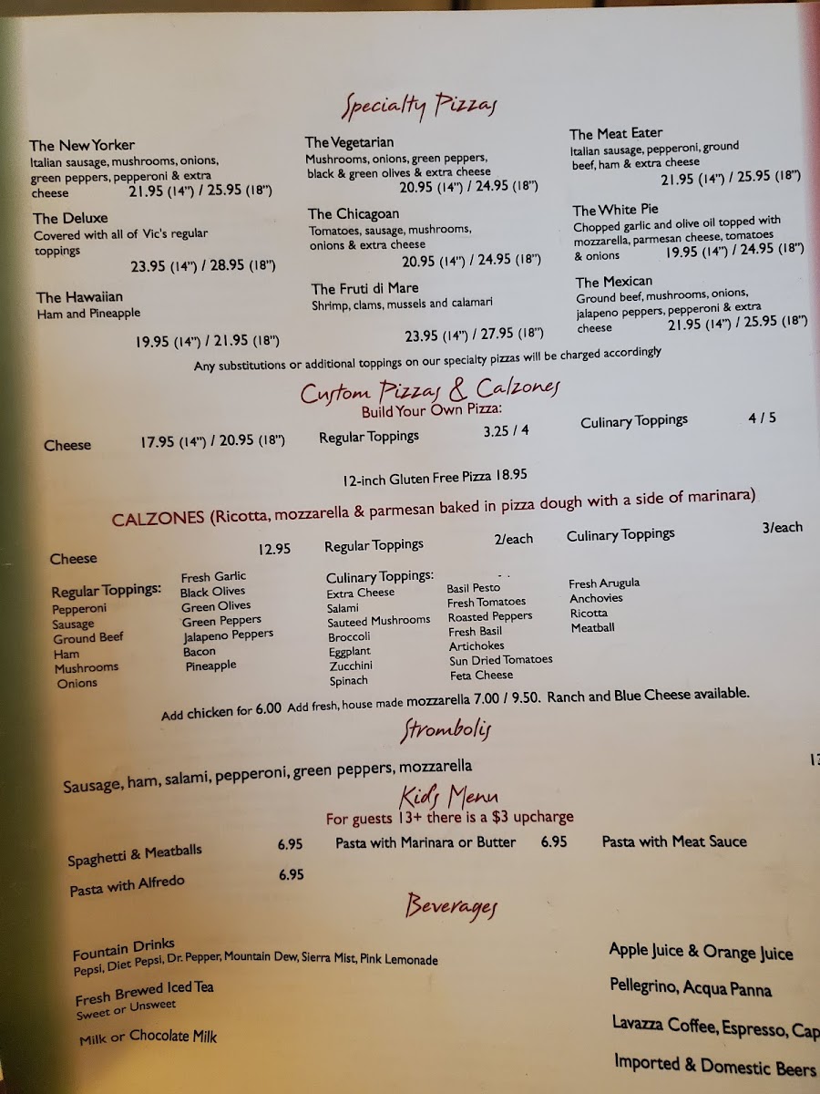 Menu Vic's Italian Restaurant & Pizzeria-6