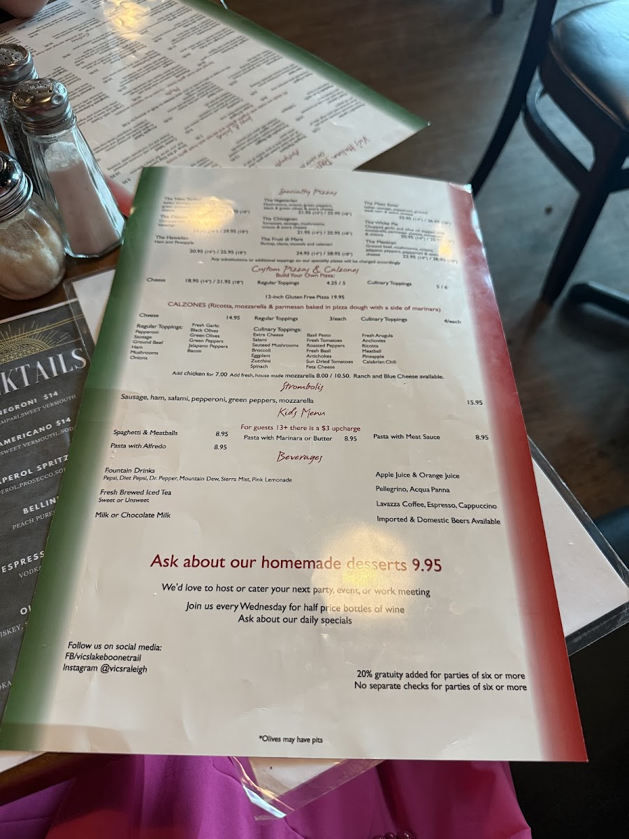 Menu Vic's Italian Restaurant & Pizzeria-8