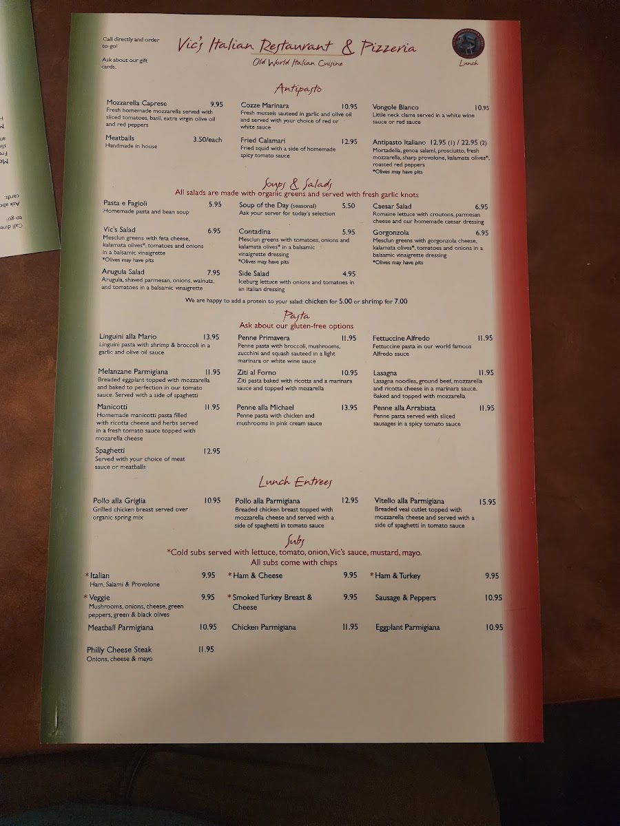 Menu Vic's Italian Restaurant & Pizzeria-9