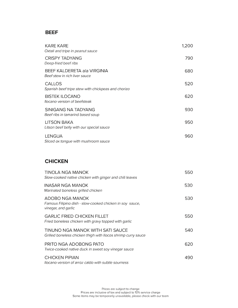 Menu Victorino's Restaurant-1