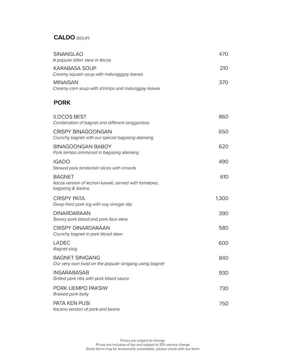 Menu Victorino's Restaurant-2