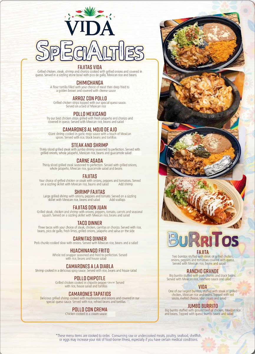Menu Vida Mexican Restaurant-1