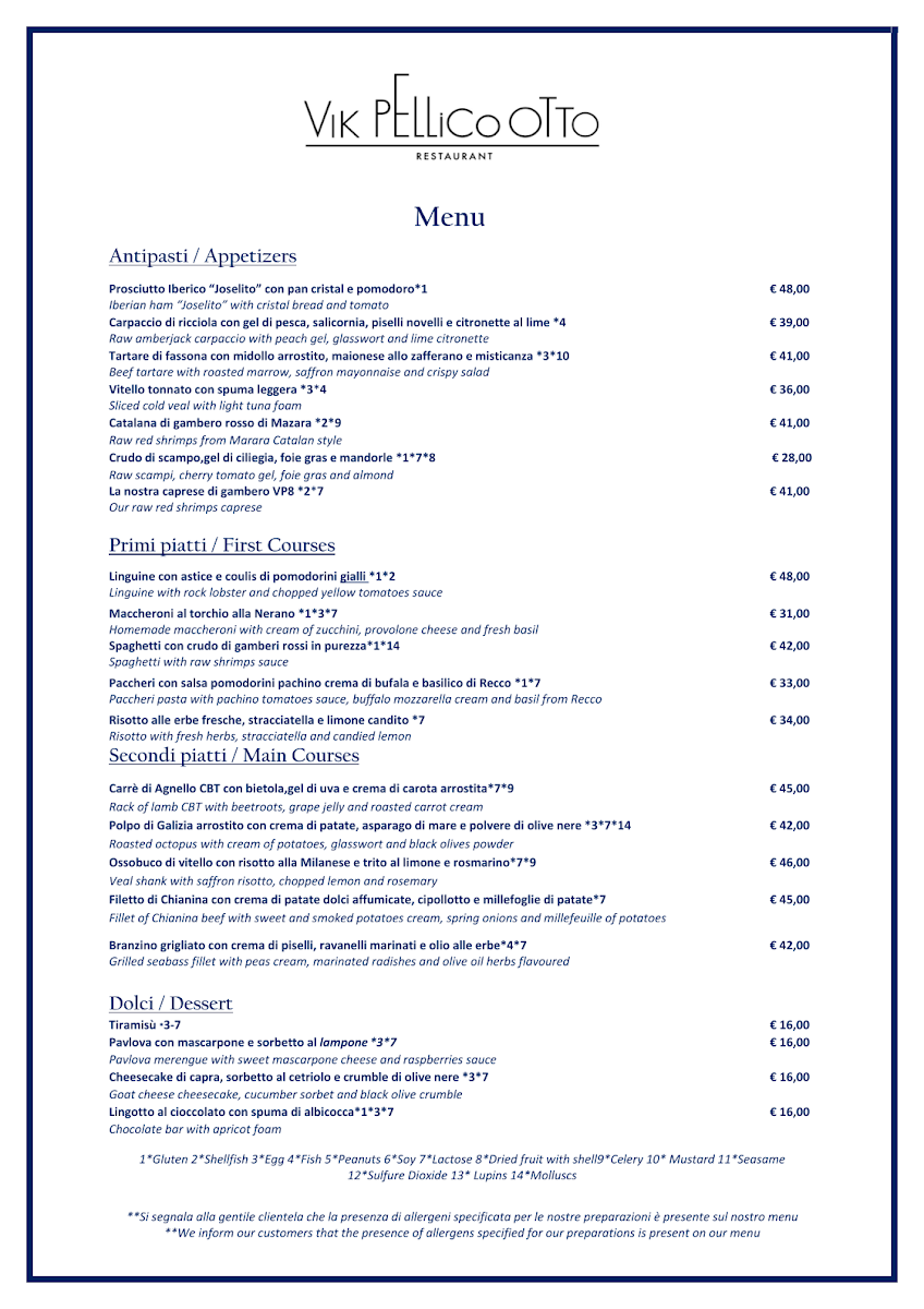 Menu Vik Pellico Otto Restaurant-1