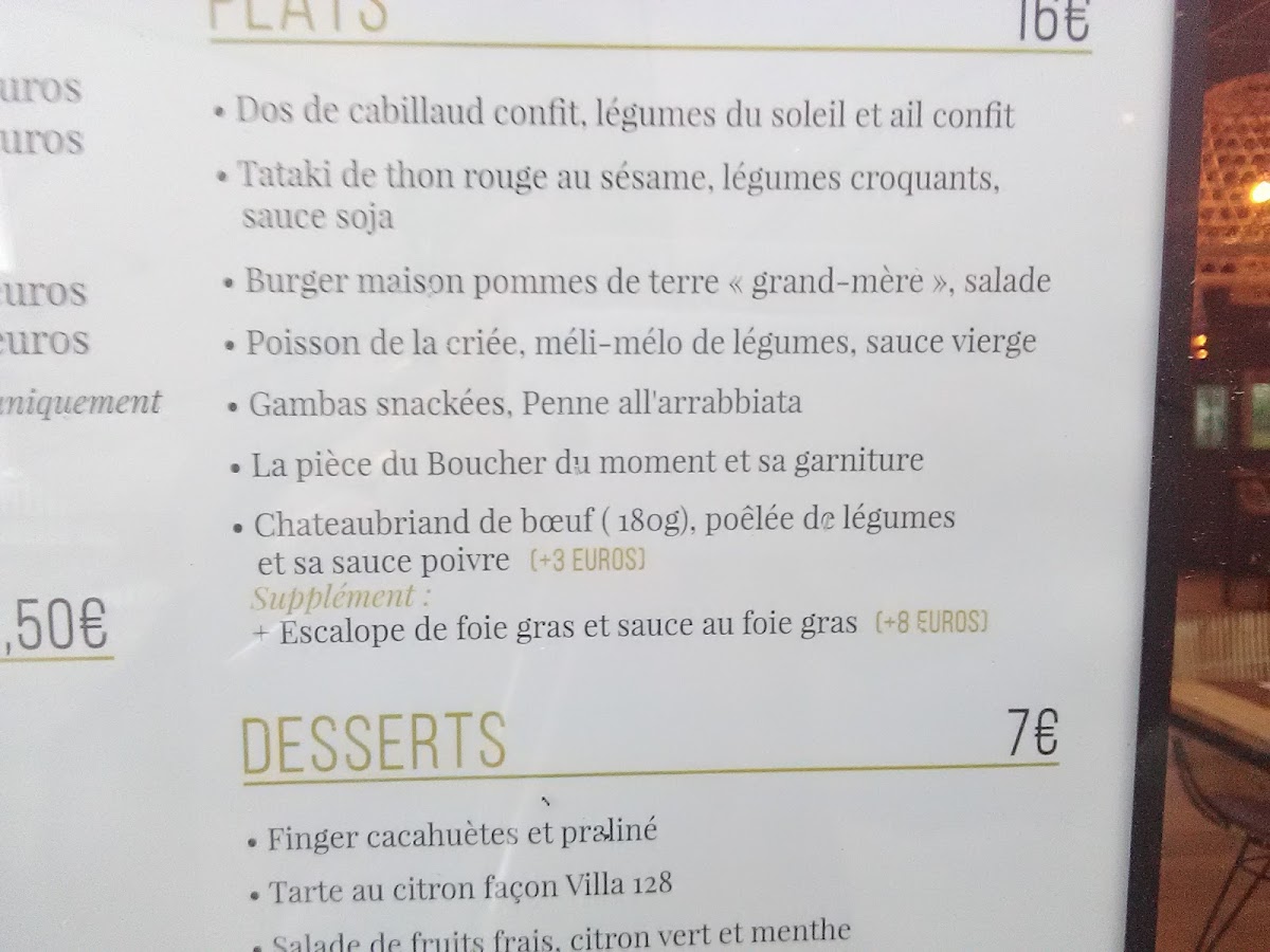 Menu Villa 128-4