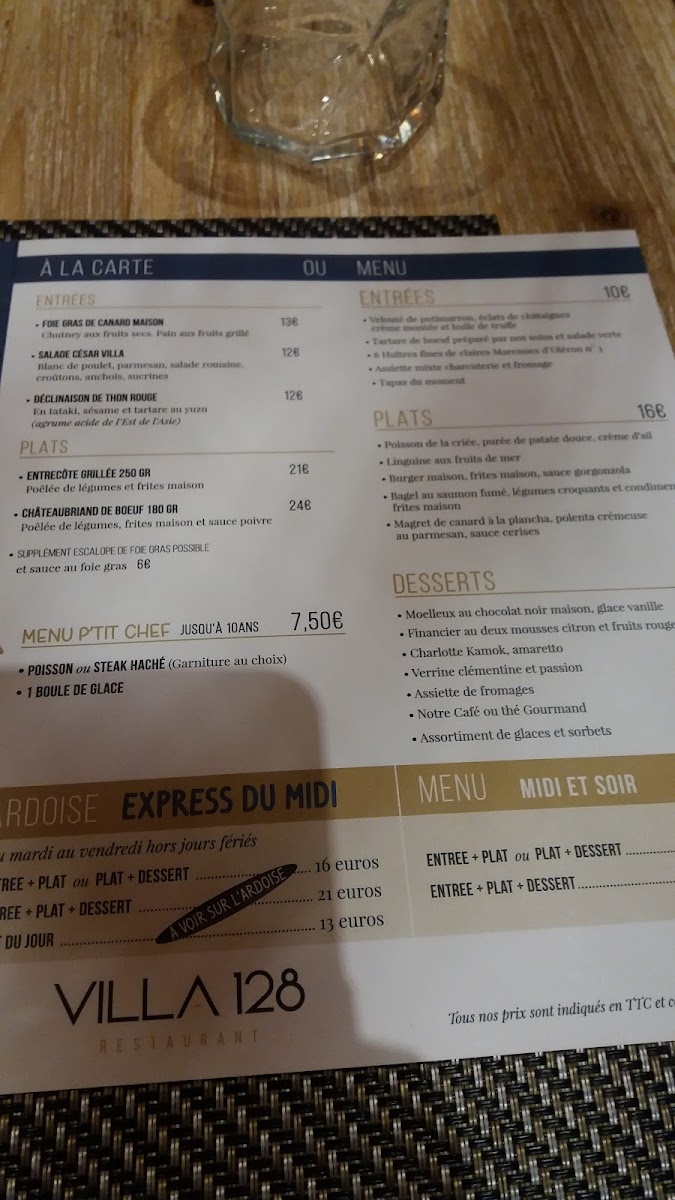 Menu Villa 128-5