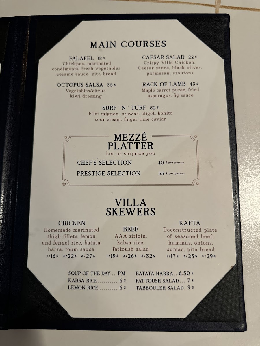 Menu Villa 961-1