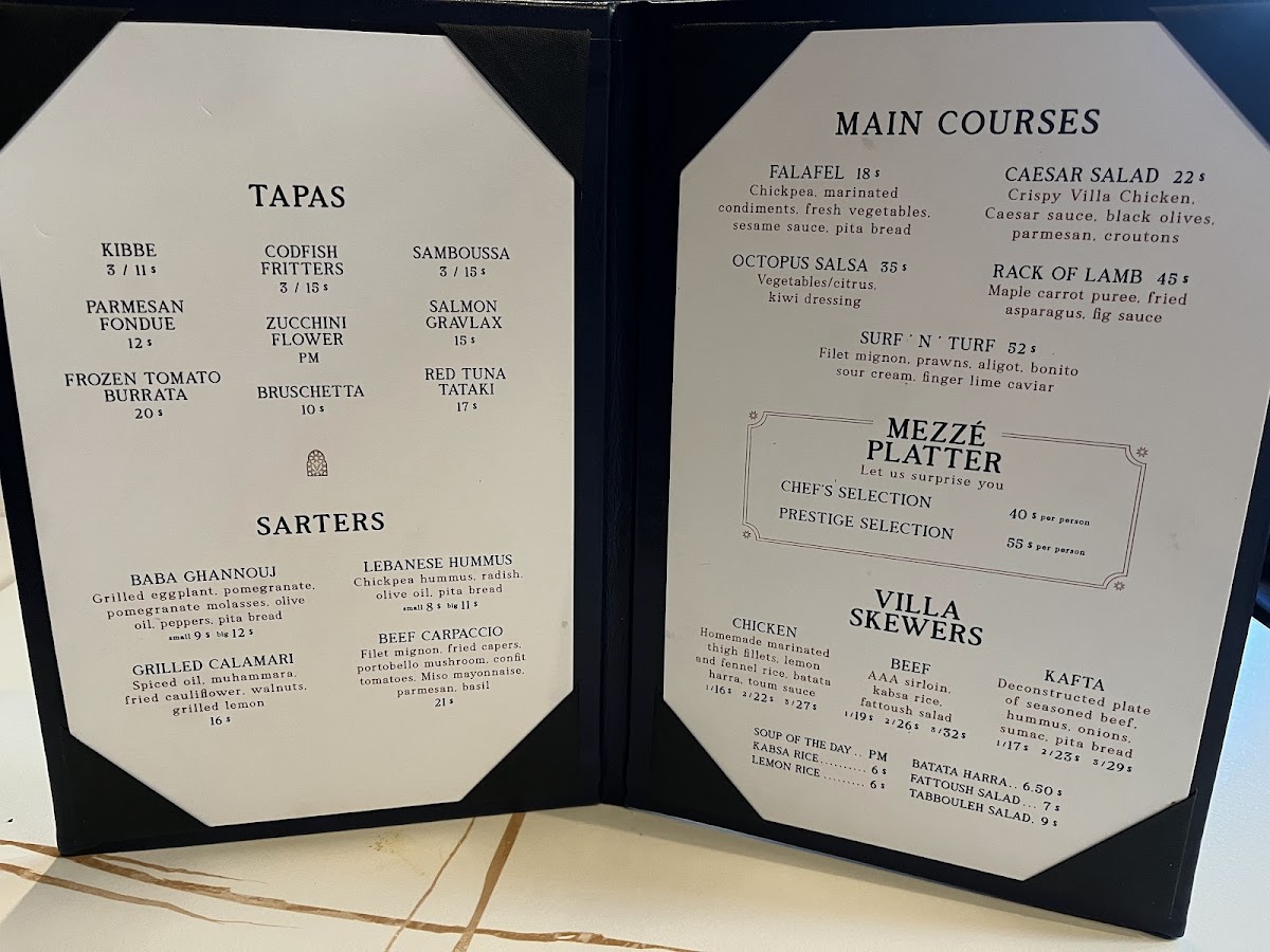 Menu Villa 961-3