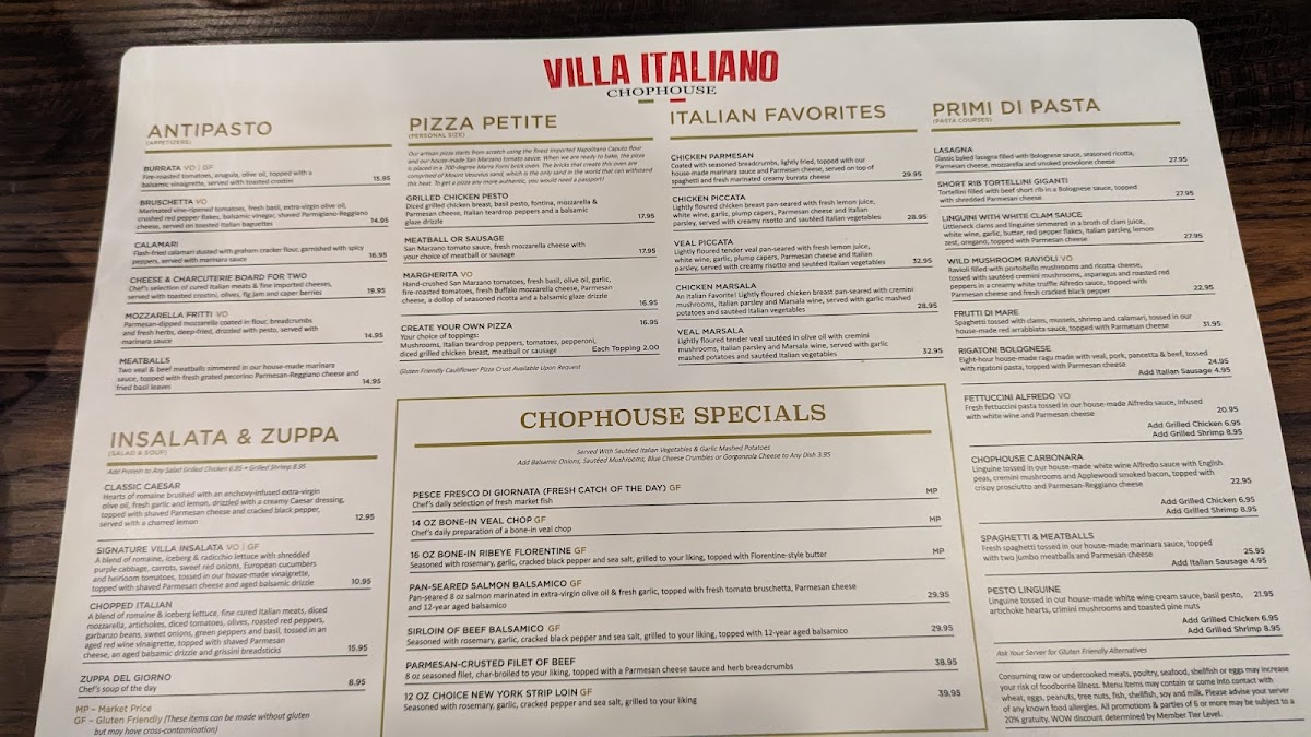 Menu Villa Italiano Chophouse-5