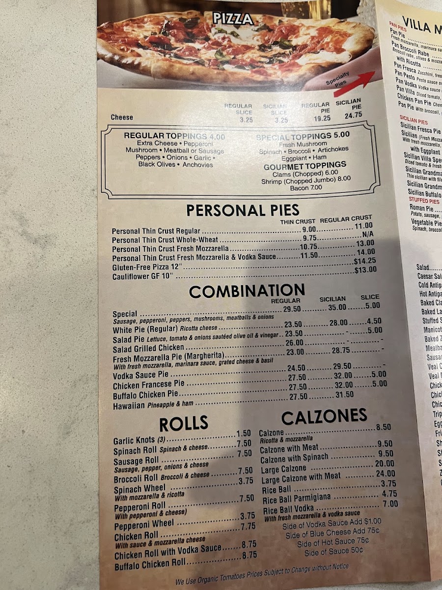 Menu Villa Monte Pizzeria South-2