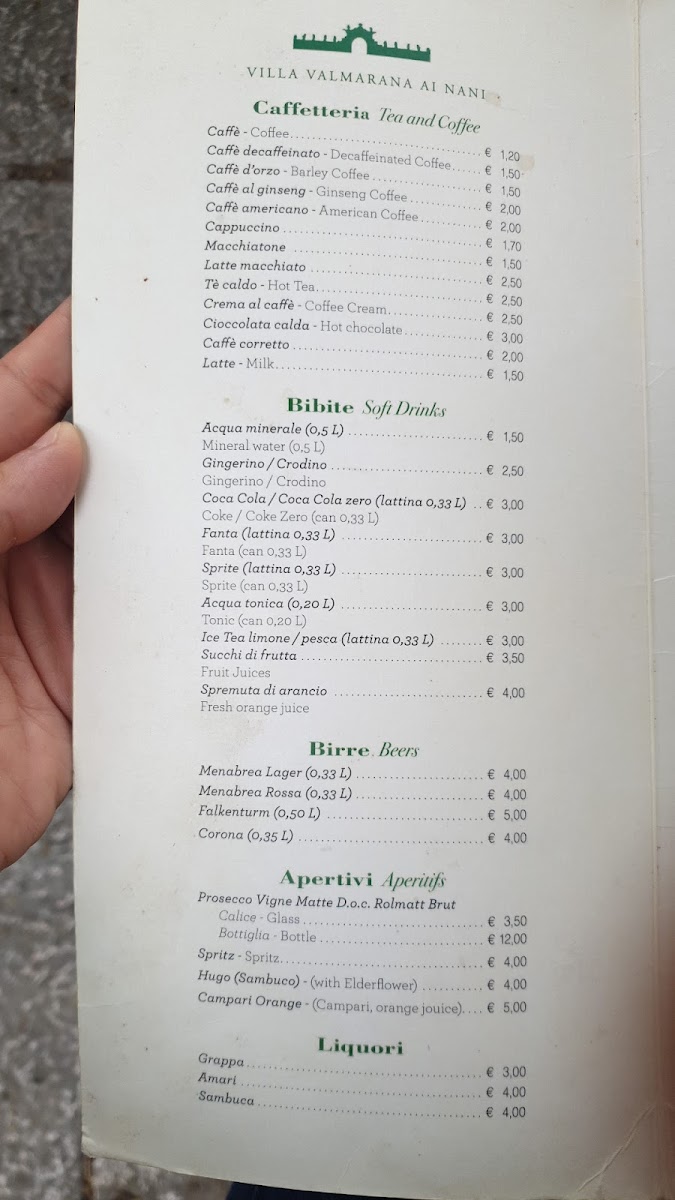 Menu Villa Valmarana Ai Nani - Caffetteria-3