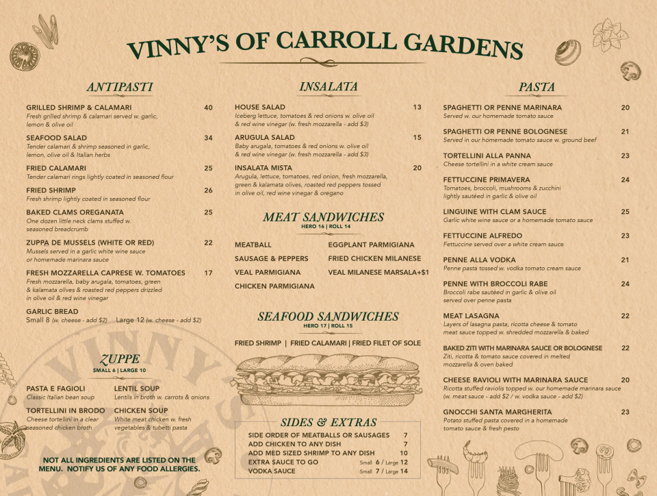 Menu Vinny's Of Carroll Gardens-2