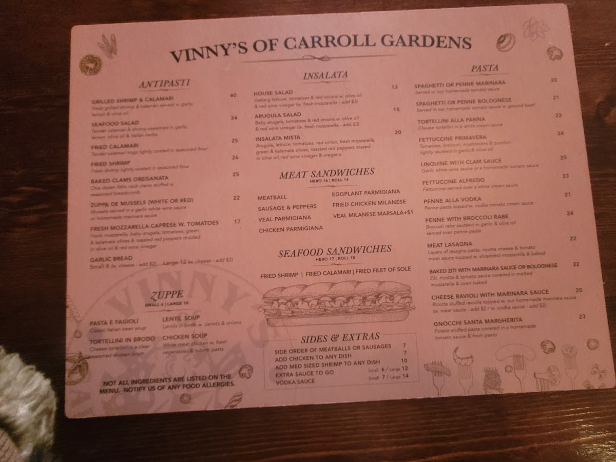 Menu Vinny's Of Carroll Gardens-4