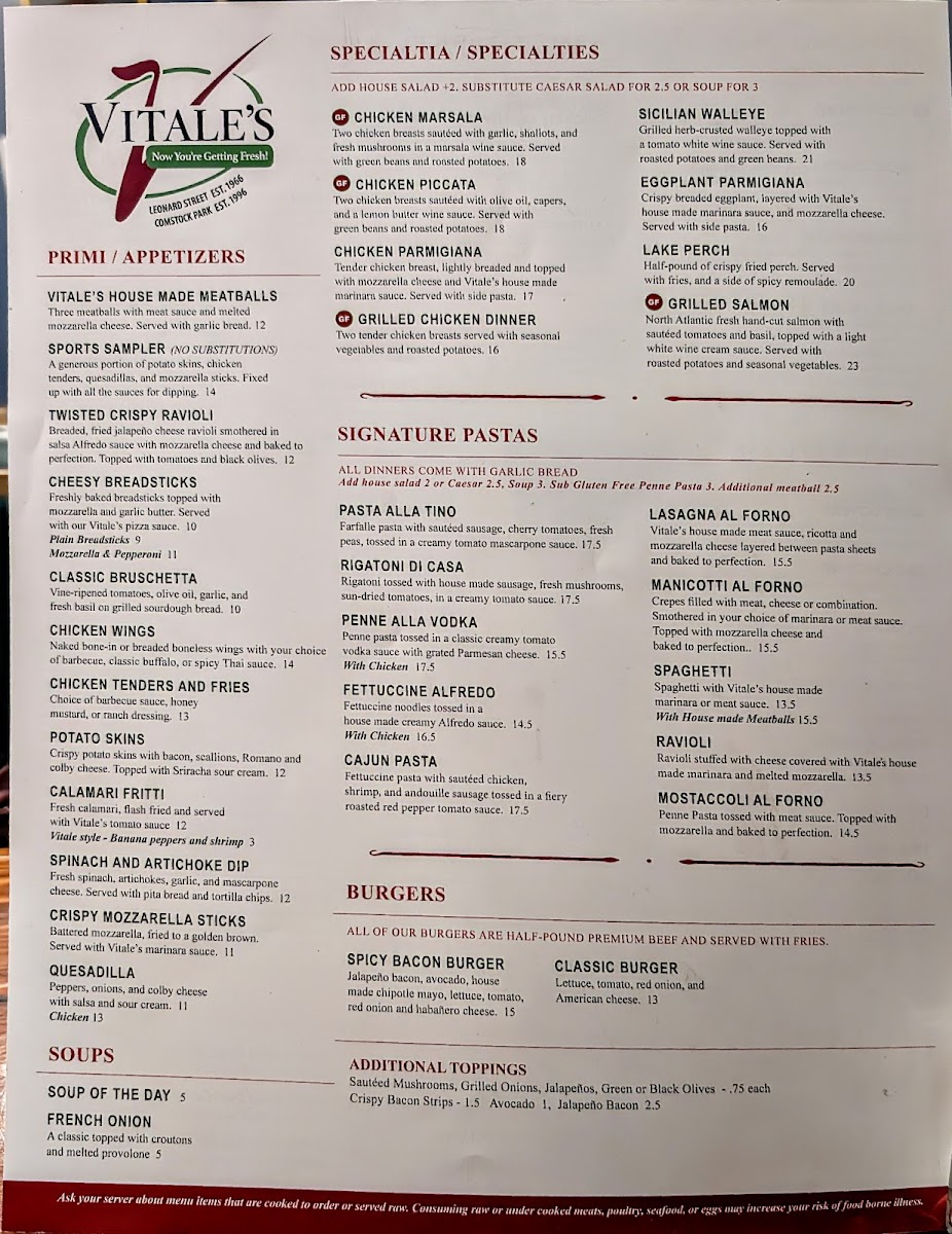 Menu Vitale's Pizza Grand Rapids-2