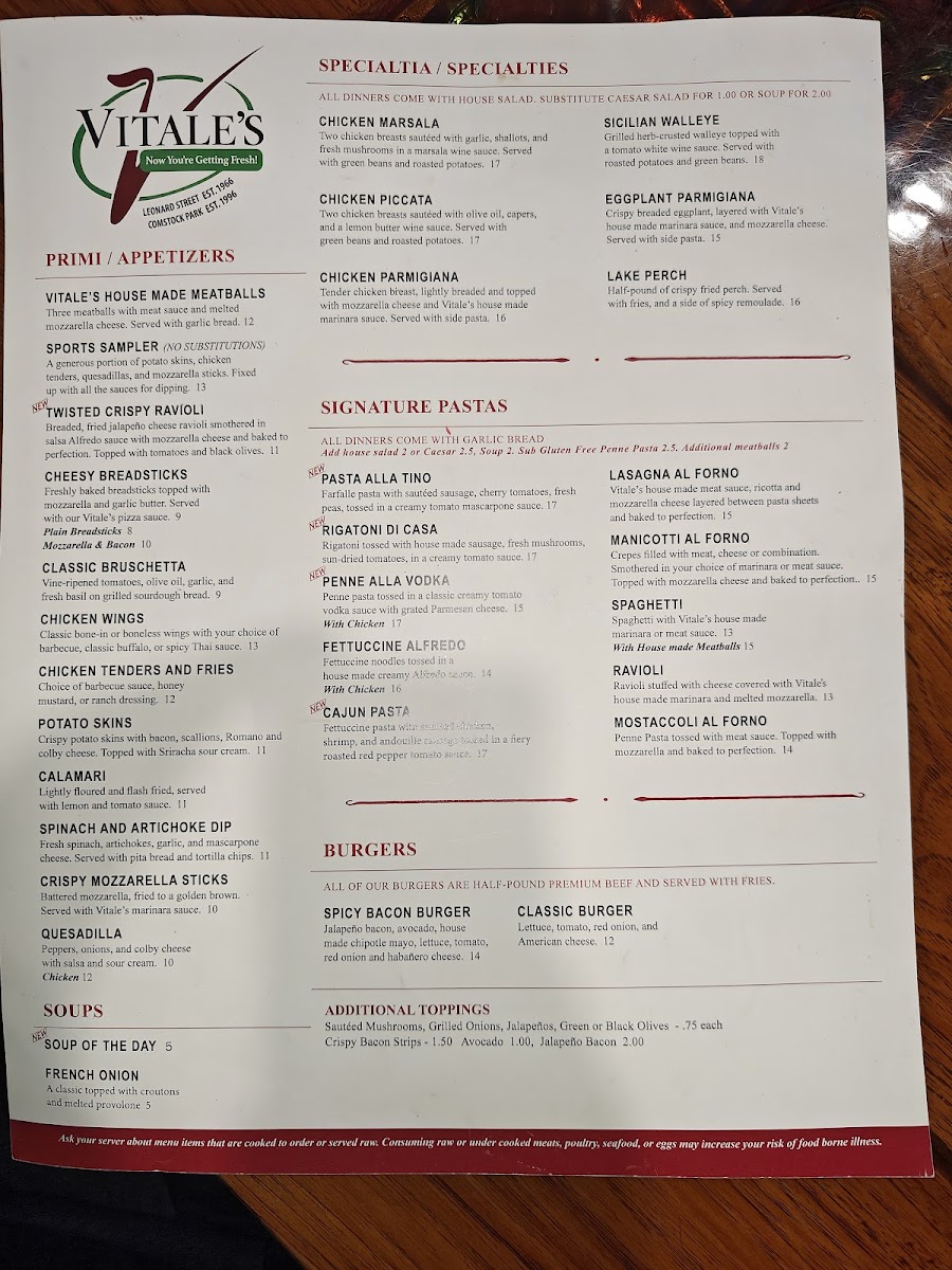 Menu Vitale's Pizza Grand Rapids-3