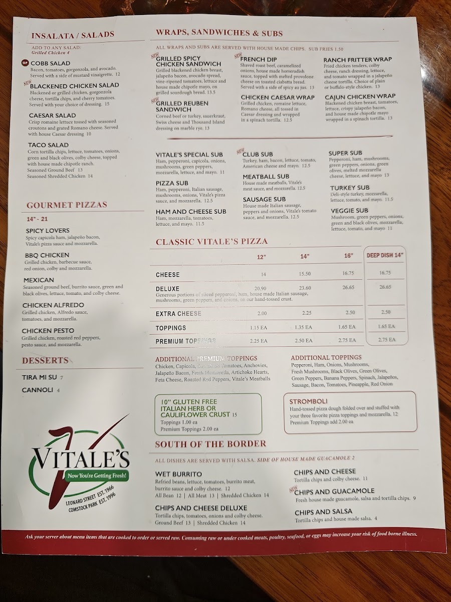 Menu Vitale's Pizza Grand Rapids-4