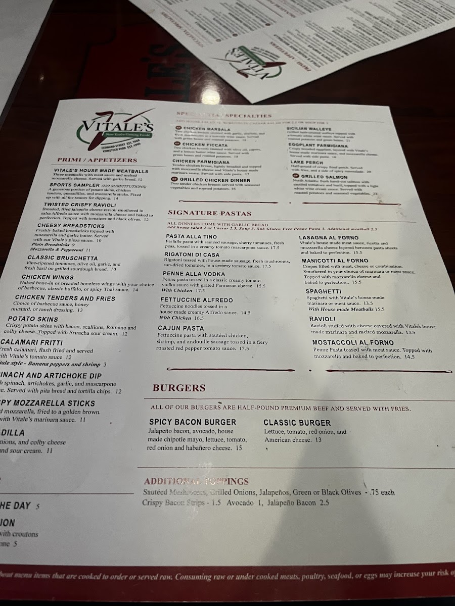Menu Vitale's Pizza Grand Rapids-7