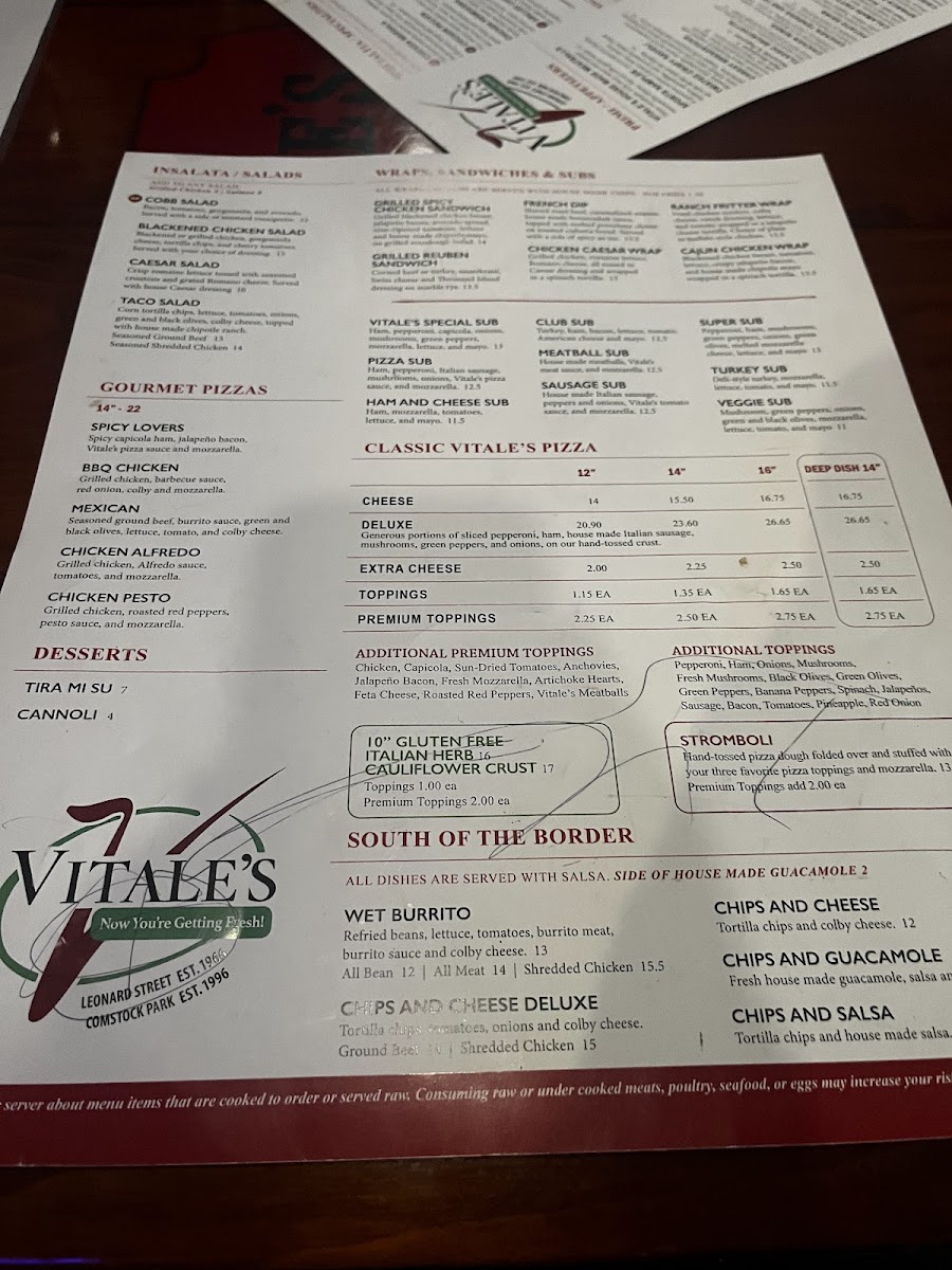 Menu Vitale's Pizza Grand Rapids-8