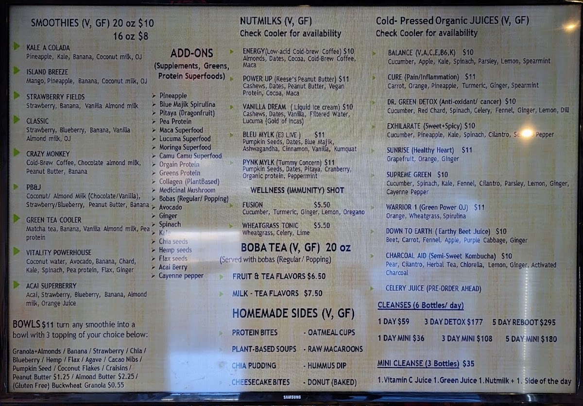 Menu Vitality Juicery (Smoothie And Juice)-2