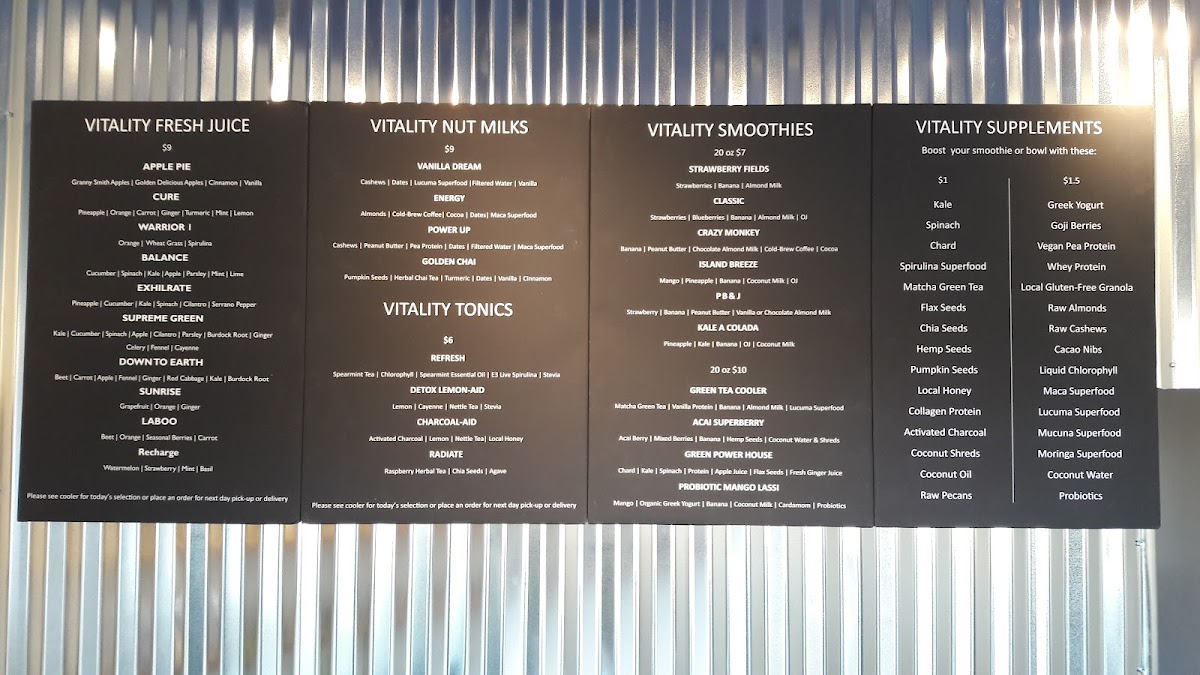 Menu Vitality Juicery (Smoothie And Juice)-5