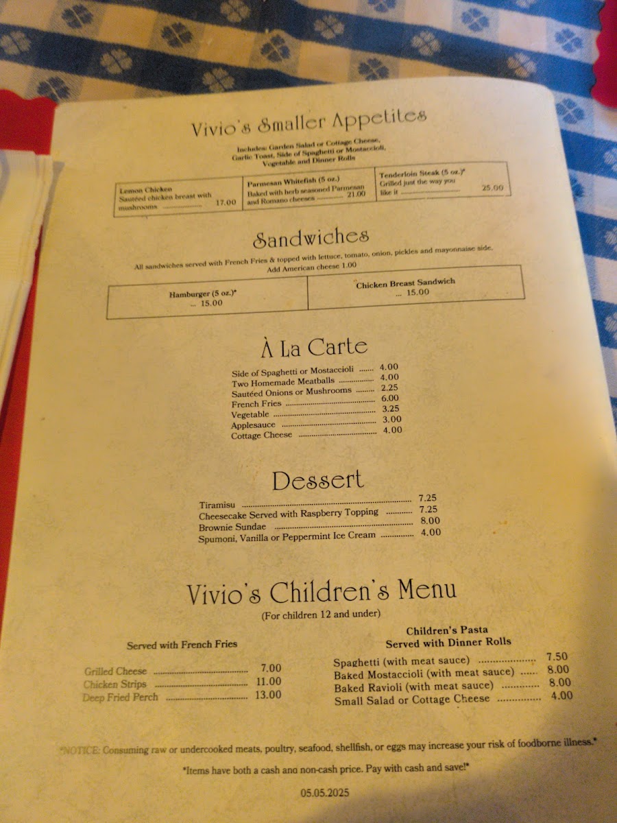 Menu Vivio's-1