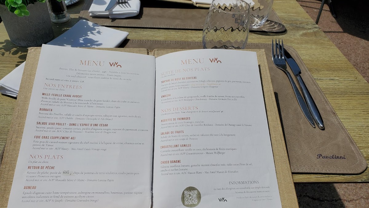 Menu Vivo - Restaurant À Cagnes Sur Mer-1