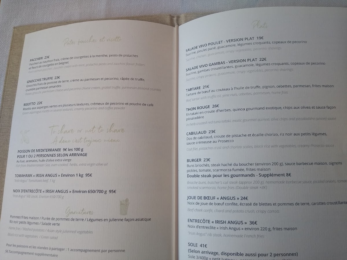 Menu Vivo - Restaurant À Cagnes Sur Mer-8