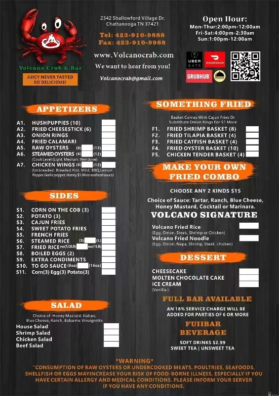 Menu Volcano Crab And Ramen Bar-3