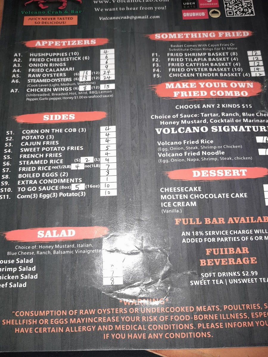 Menu Volcano Crab And Ramen Bar-5