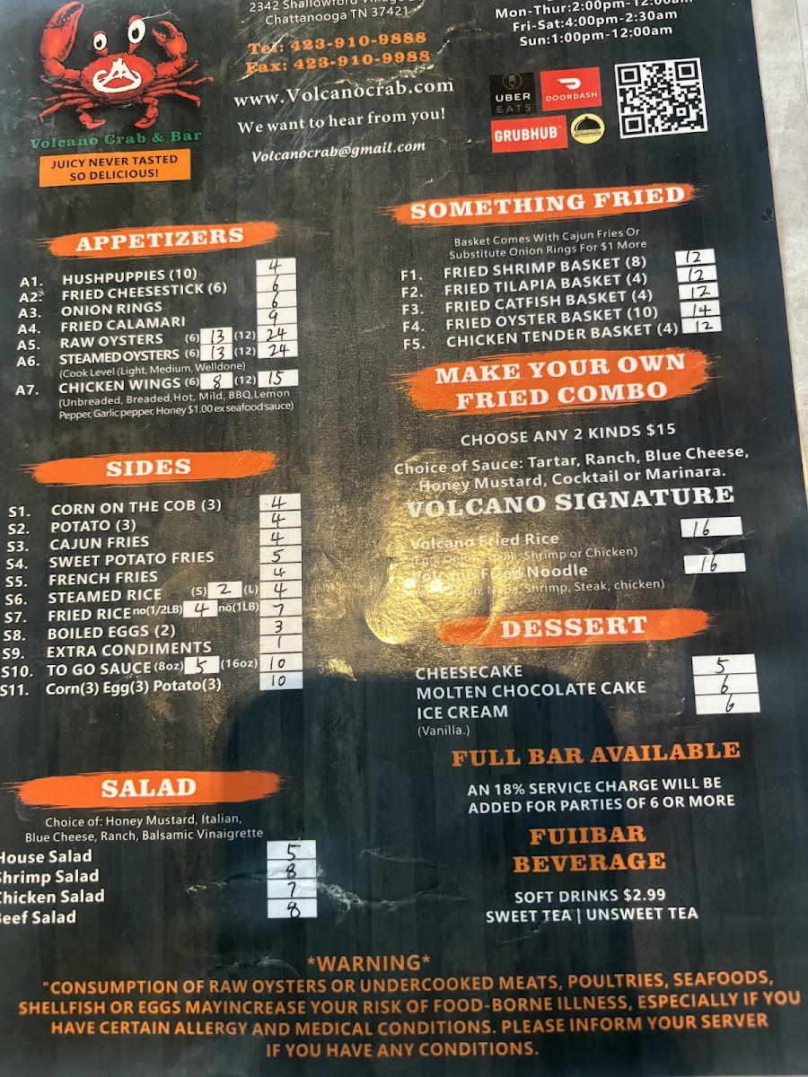Menu Volcano Crab And Ramen Bar-9
