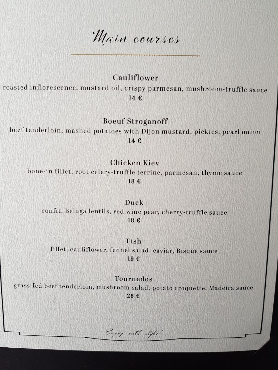 Menu Von Gernet Kohvik/restoran-1