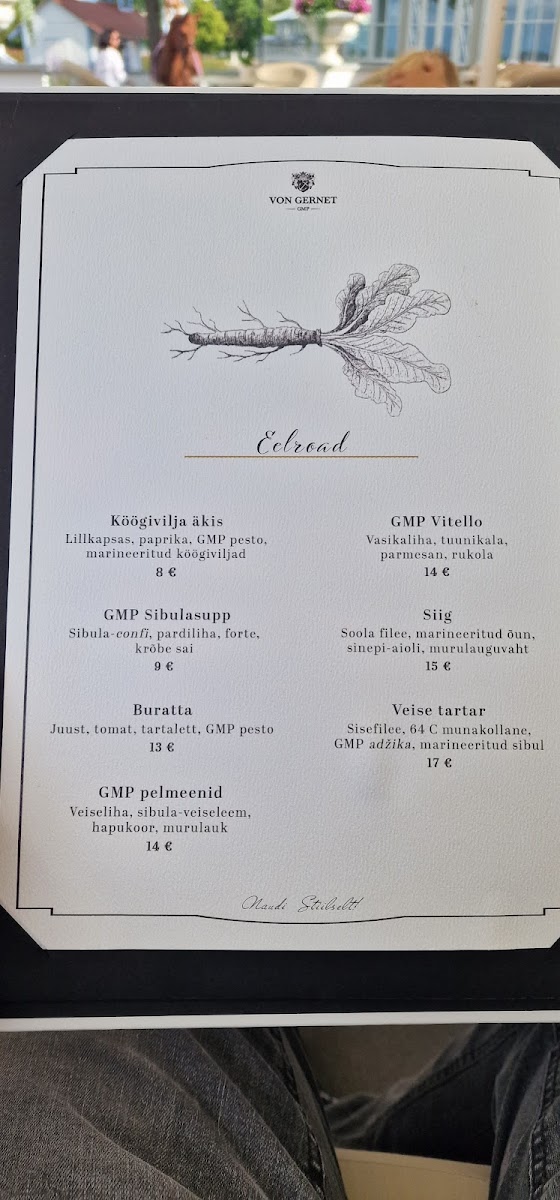 Menu Von Gernet Kohvik/restoran-4