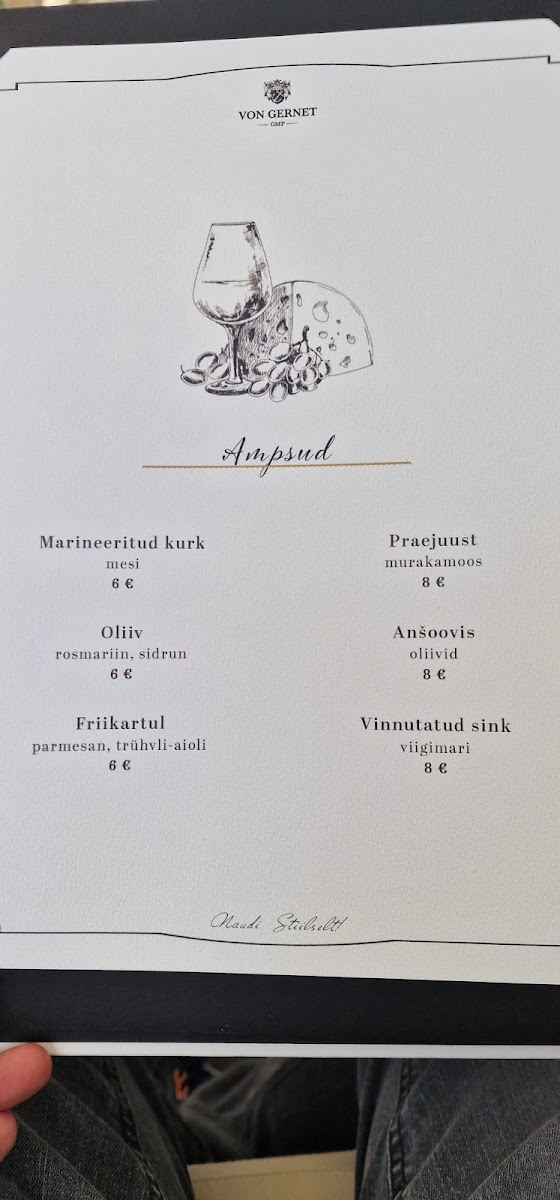 Menu Von Gernet Kohvik/restoran-5