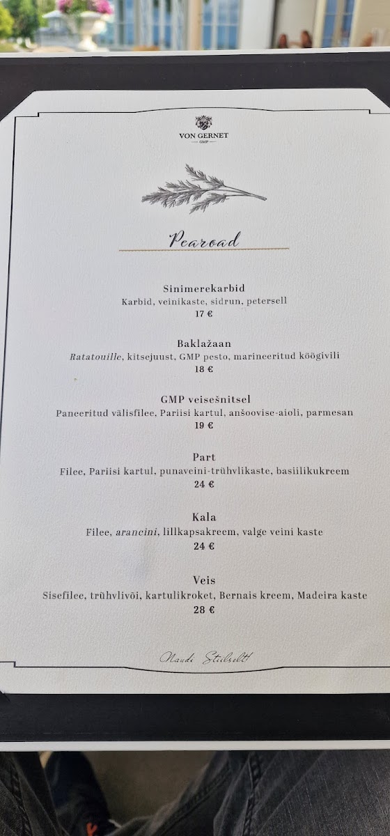 Menu Von Gernet Kohvik/restoran-6