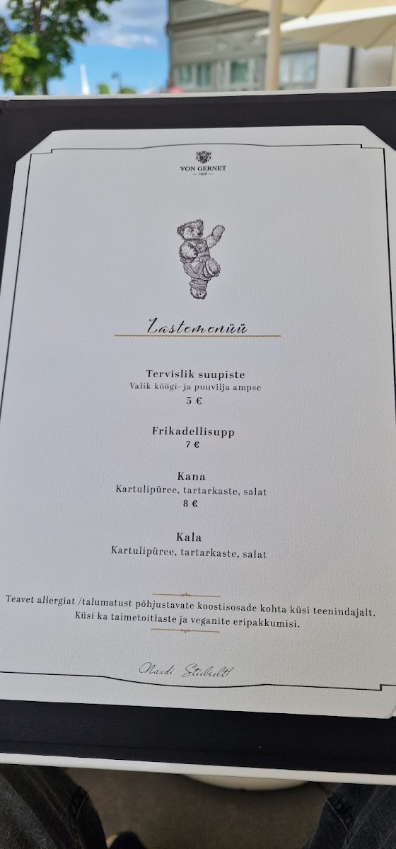 Menu Von Gernet Kohvik/restoran-8