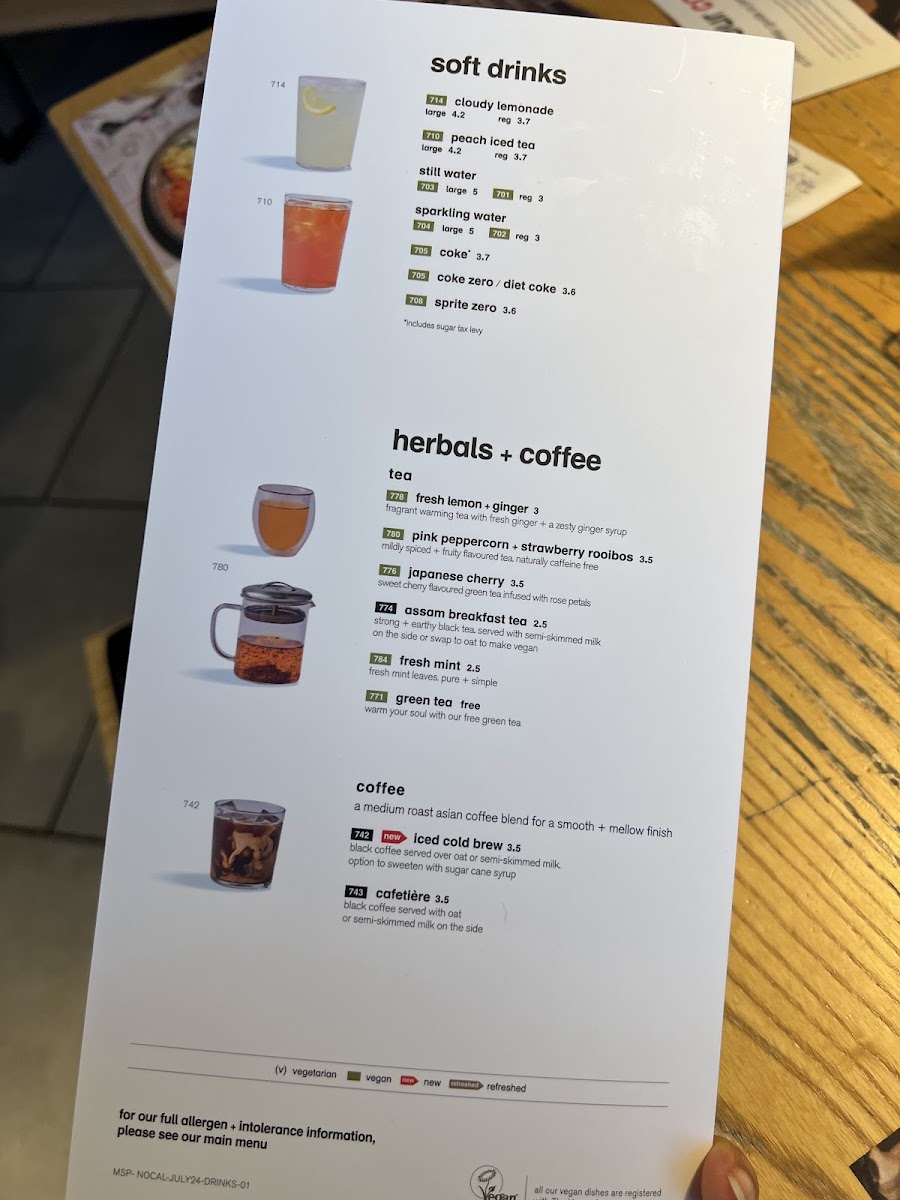 Menu Wagamama North Greenwich O2-3